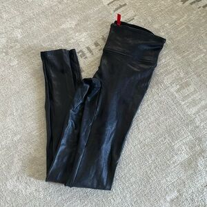 Spanx Vegan Faux Leather Leggings Black Ankle XS